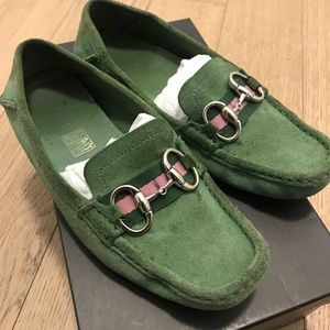 Gucci green suede loafers